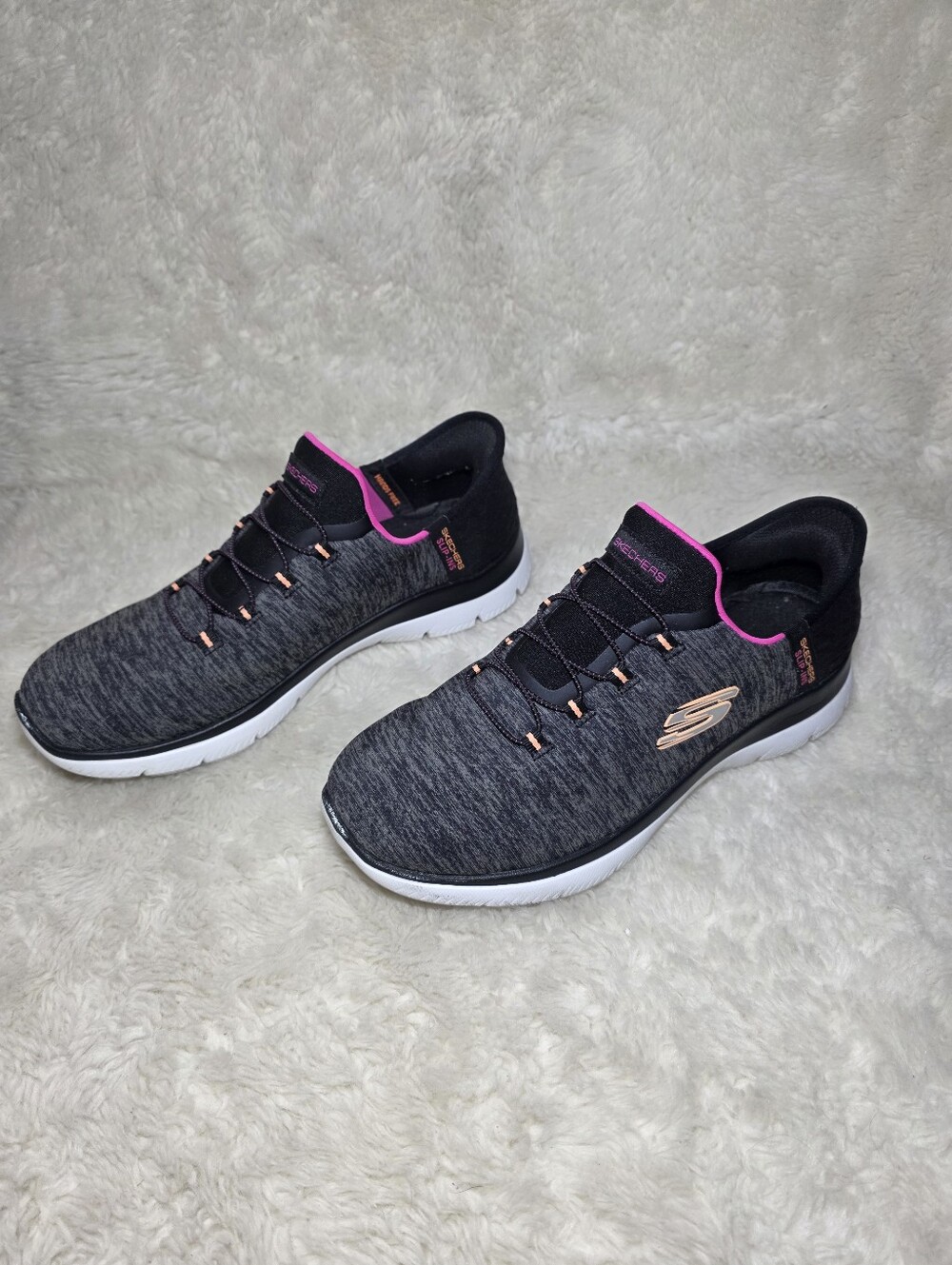 Skechers Slip-ins Summits Dazzling Haze Sneakers Black Pink Wide Fit 8.5 - Picture 6 of 9
